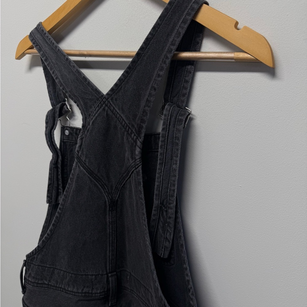 We The Free Free People Black Wash Denim Overalls Boho Women’s Size 24 - Picture 5 of 9